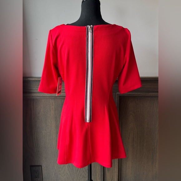 Julian Taylor Red Fitted Short Sleeve mini dress - Picture 3 of 7